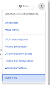 widok dostępnych opcji użytkownika z podświetloną opcją "wyloguj" w panelu akceptanta Elavon