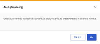 potwierdzenie anulowania transakcji w panelu akceptanta Elavon