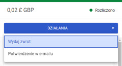 dostępne działania związane z rozliczonymi transakcjami w panelu akceptanta Elavon