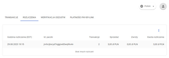 menu rozliczeń w panelu akceptanta Elavon